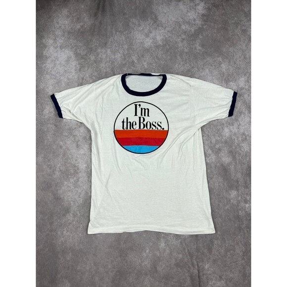Vintage 80s I’m The Boss Ringer Tshirt Single stitch - Picture 1 of 8